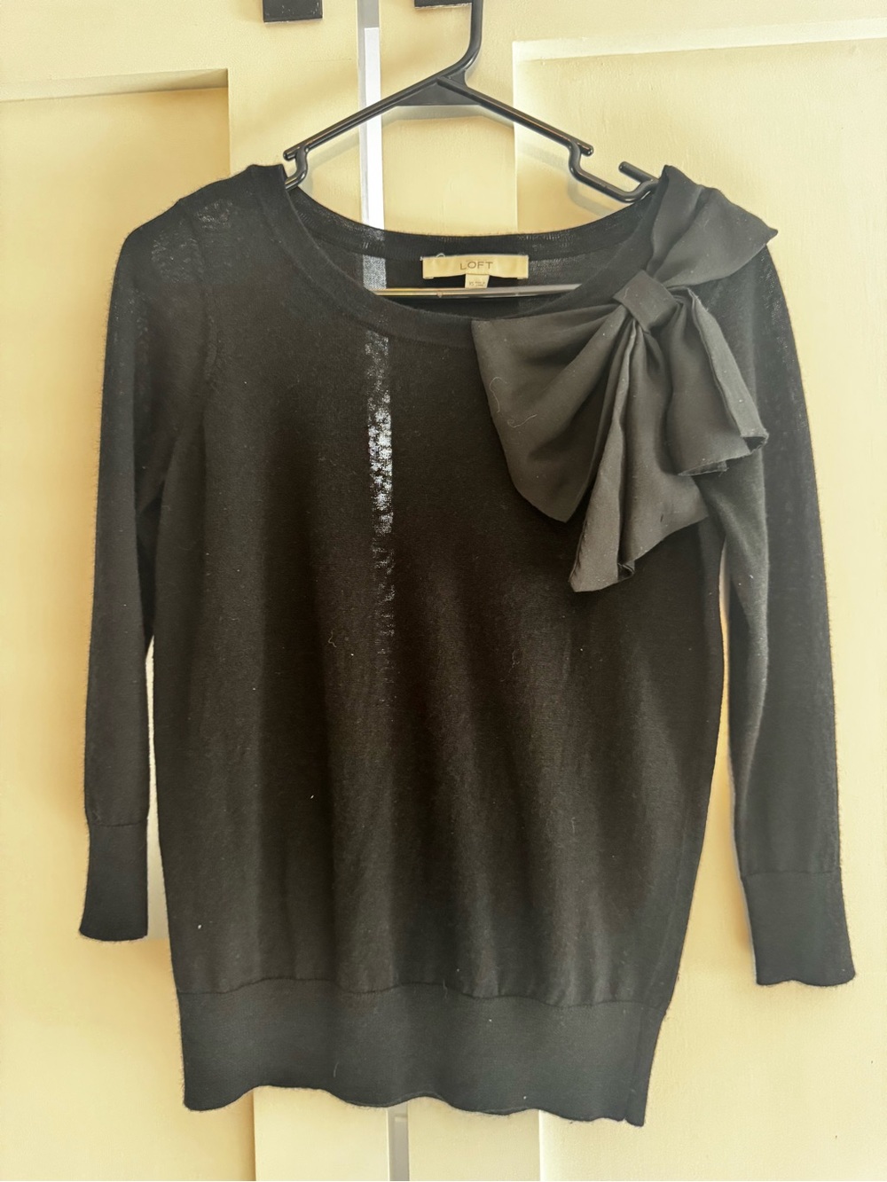 LOFT Black Crewneck Lightweight Knit Sweater